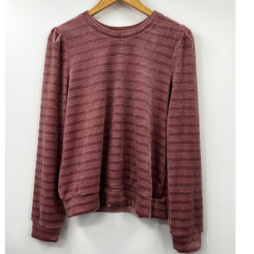 Heartloom Blouse Womens‎ Revolve Somi Stripe Velour Top Long Sleeve Pink M